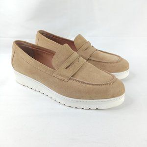 Aquatalia Womens Platform Loafers Size 9.5 Brown Suede Leather Selene Slip Ons